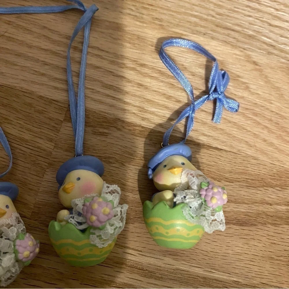 Vintage Avon Springtime Cuties Easter Ornament Bundle Lot Peep Chick Yellow
